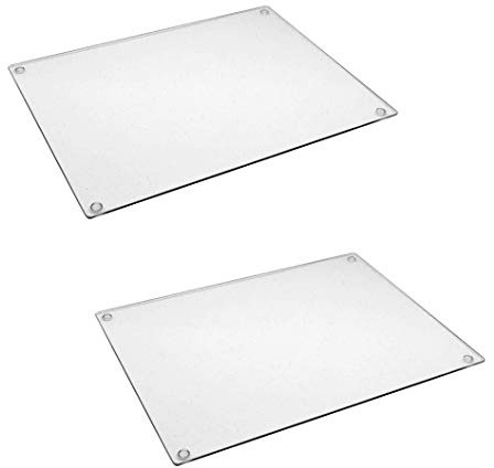 (Pack of 2) Extra Large 50x40cm Completely Clear & Flat Float Glass Worktop Saver for Your Kitchen Worktop Saving