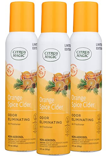 Citrus Magic Limited Edition Natural Odor Eliminating Air Freshener Spray, Orange Spice Cider, 3-Ounce, Pack of 3