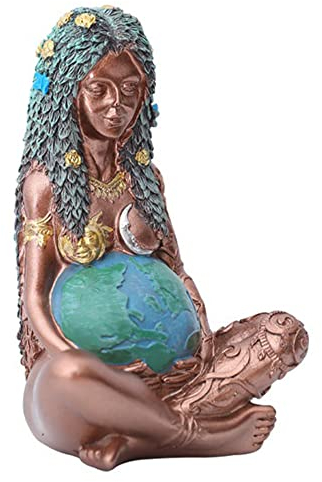 MINGZE Figura de la Madre Tierra, Diosa Estatua De Milenaria Gaia Pintada Arte de Resina Adorno Poliresina para Adorno de Jardín