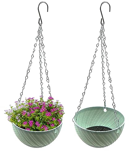 mimzemamz BlumentöPfe Zum AufhäNgen HäNgend Pflanztopf - 2 StüCk Balkon HäNgetopf Zum AufhäNgen Wand Pflanzen Halter FüR Balkon Terrasse Gartenzaun Gartenhaus Vase, 15 cm Durchmesser, Blau