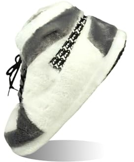 MOLERFO Sneaker Slippers Non Slip Sole Indoor House Plush Slippers Unisex Indoor Floor Cotton Shoes (Grey-DA,5.5,12)