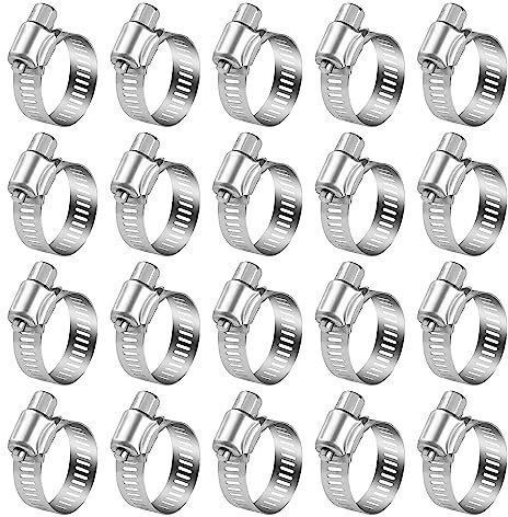 Jubilee 20pcs Adjustable Stainless Steel Clips 10-16mm, Assorted Hose Pipe Tubes