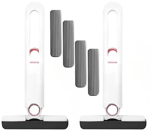 2 Mini Mops + 4 Schwämme, Kleiner Mop für kleine Räume, Schwamm Mop, Tragbarer Mini Mop, Tragbarer Self Squeeze Mop, Saugfähiger Nass-Trockenmopp, Selbstauswringender Mop (Mini Mop)