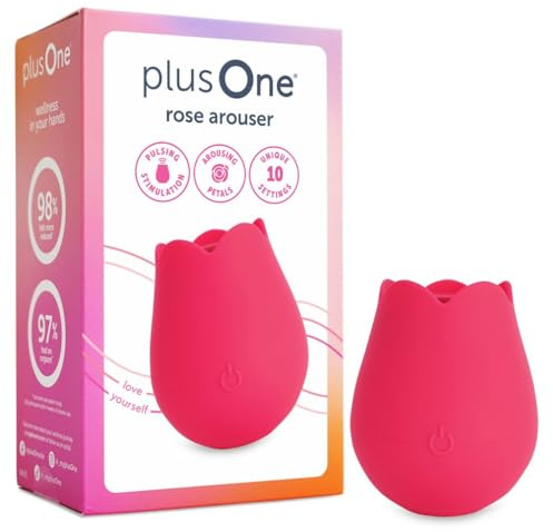 plusOne Vibrador rosa para mujer, estimulador de clítoris hecho de silicona segura para el cuerpo, IPX-7 impermeable, recargable por USB y 10 ajustes de pulsación