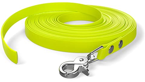 10m Schleppleine, Hundeleine, 1 Karabiner, Neon-Gelb, sehr stabil, schmutz- und wasserabweisend