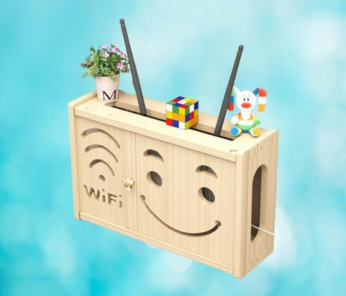 WiFi Estante de Caja Decorativo Soporte Router WiFi Caja para Ocultar Router Caja Router Pared Llave,A-36x24cm