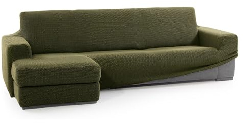 SOFASKINS® super elastischer Chaise Longue überzug, Sofabezug Kurze Linke Armlehne, Sofa überzug atmungsaktiv, bequem und langlebig, Kompatible Abmessungen des Sofas (210-340 cm), Farbe Gras