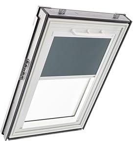 Original Roto Verdunkelungsrollo ZRV - Nahezu vollständige Verdunkelung - Führungsschiene Weiß - Für Dachfenster der Baureihe Q - Größe 094/098 | 09/09 - Stofffarbe Dunkelgrau