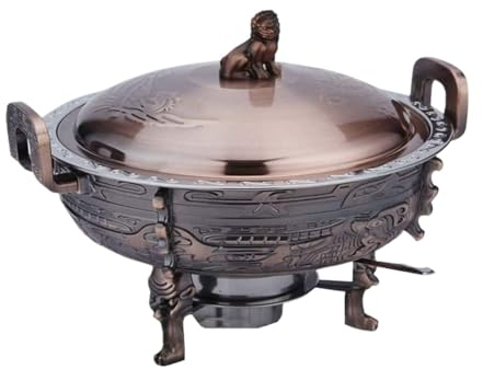 Cinese Pentola Calda Boccetta per Pentola Calda in Rame Goffrato Antico in Stile Cinese Shabu Shabu Hot Pot Pentola (Color : Red Copper, Size : 27 * 17cm)