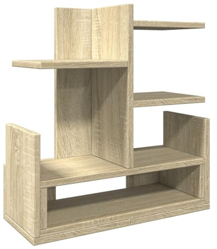 vidaXL Schreibtisch Organizer, Schreibtischregal für Büro Zuhause, Bücherregal Aufbewahrungsregal Offene Fächer, Tischorganizer, Sonoma-Eiche Holzwerkstoff