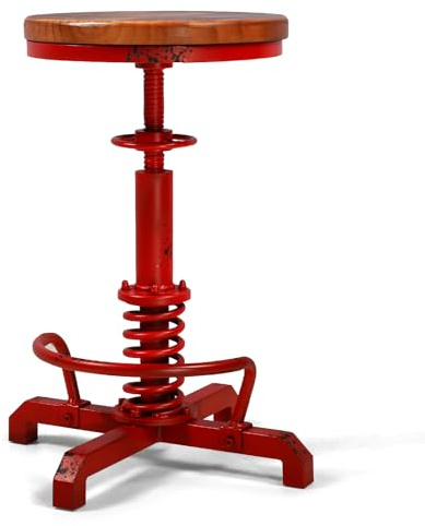 BOKKOLIK Industriell barstol, 61–71,1 cm, höjdjusterbar, vintage köksöstol, bondgård, gitarrpall, rustik frukoststol med vridbar träsits