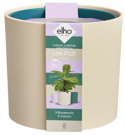 elho Lex Pott Set 14cm Blumentopf - Samt-Creme | ∅ 13.8 x H 12.4 cm | 3 Artikel Enthalten | für den Innenbereich | 100% recyceltes Plastik