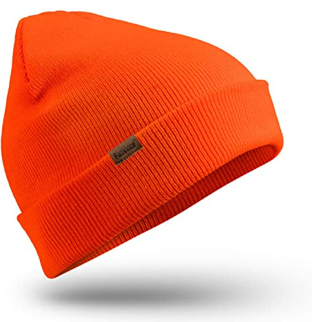 Gorro Beanie Invierno Cálidos para Hombre y Mujer - Suave y Elástico Gorros con Dobladillo De Punto para Esquiar Correr Pasear al Perro - Regalo para Hombres y Mujeres Naranja