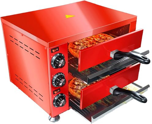 twostronking Four à Pizza Double Couche 1600 W, Matériau en Acier Inoxydable, avec Bouton De Contrôle De La Température Et du Temps, Peut être Contrôlé Séparément, Température Maximale 300 ℃