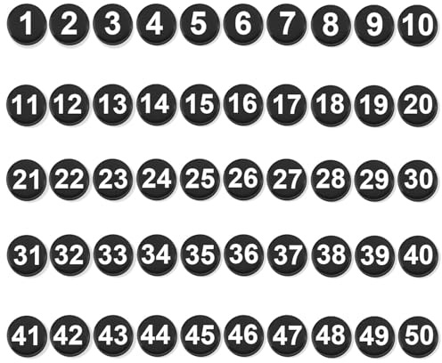50 Pièces Nombres Magnétiques, 2cm Petits Chiffres Accents Magnétiques 1-50 Cercles Aimants Numérotés pour Salle de Classe Tableau Blanc Calendrier Réfrigérateur Maison École Bureau (Noir)