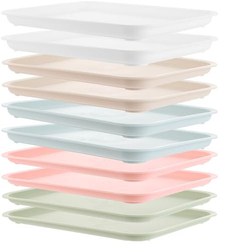 10 Stück Kunststofftablett Serviertablett rutschfest Rechteckig Servierplatten Plastik Tabletts aus Kunststoff Kunststoff Fast Food Café Tabletts rutschfest für Küche Esszimmer 30.5x23x2cm