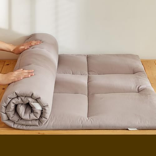 Japanische Boden-Futon-Matratze, faltbar, tragbar, Gästebett, Sofa, Matratze (grau, 100 x 200 x 5 cm)