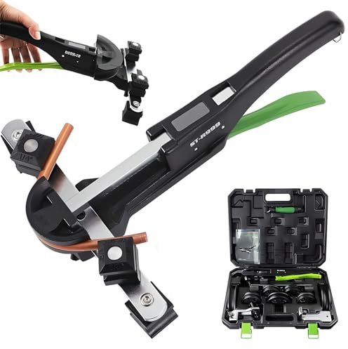 CYTBEK Piegatubi in Rame con Curva a 90°, Kit piegatubi Idraulico con 7 matrici (Φ1/4'', 5/16'', 3/8'', 1/2'', 5/8'', 3/4'', 7/8''), con Coltello Rotante, per la Riparazione del condizionatore