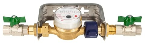 Einstrahlzähler ETK Kombi-Set (Warmwasser) bis 90 Grad Länge 110 mm, inkl. Bügel Edelstahl, Kugelhähne 1/2 Zoll, Plombierschelle
