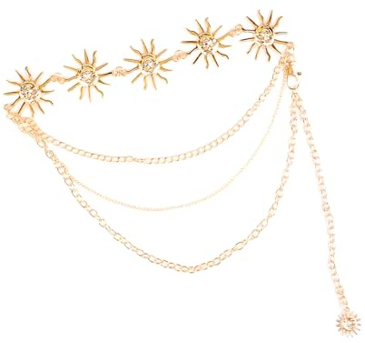 Bojueshaw Gold Three-Layer Adjustable Waist Chain for Women – Stylish Body Chain Belt for Daily, Date, and Party Wear(Sun)