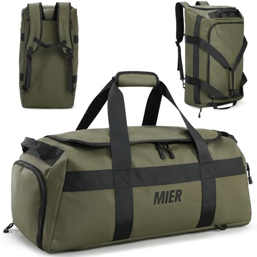 MIER Sporttasche 60L, Reisetasche Rucksack, Schuhfach, Weekender, Reisen, Grün