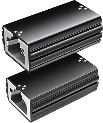 RJ45 Connettori Prolunga LAN Cavo Ethernet Connettore 10Gigabit Ethernet collega Adattatore LAN per cavo LAN,cavo di rete,accoppiatore di rete compatibile con Cat8,Cat7,Cat6,Cat5e,Cat5[2 pezzi] Nero