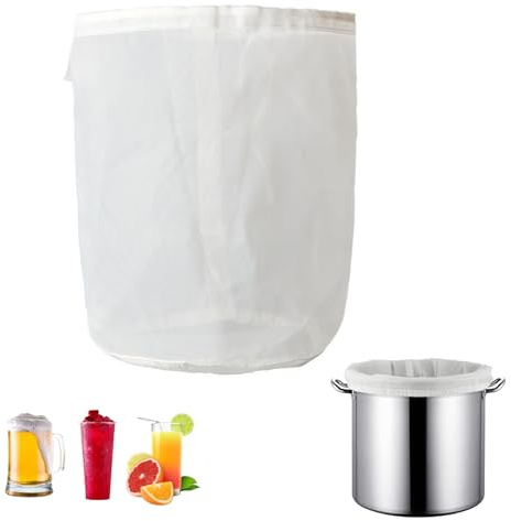 Firavggu 3 STK Filterbeutel 30 * 45cm Braubeutel Brew Bag 100 Micro Hopfenfilterbeutel Nylon Hopfensack mit Kordelzug Cheesecloth Käsetuch Rund Boden Passiertuch Pressbeutel für Wein Saft Bier Küche