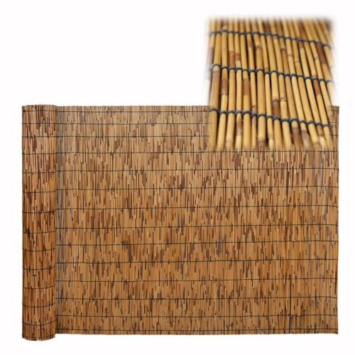 55cm 75cm 95cm 115cm 130cm Pantalla de Valla de Privacidad de Caña Rollos De Cercas Decorativas Resistente Al Viento Estera Caña para Piscina Patio Trasero(Marrón)