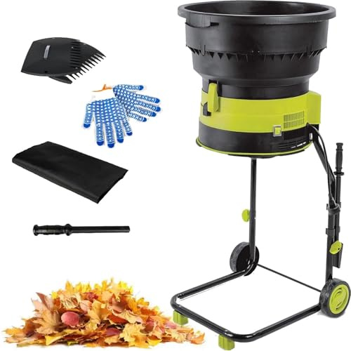 Gartenhäcksler Häcksler Schredder (2500 W,Wartungsarm,Transporträder,überlastsicherung,54cmGroße Trichteröffnung,Fangsack Und Zuführhilfe),Powercord×40m