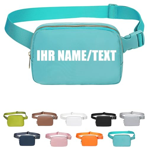 Personalisierte Bauchtasche Herren mit Gesticktem Namen, Bauchtasche Damen Klein, Gürteltasche Herren, für Joggen Laufen Sport Wandern Outdoor, für Männer Damen, Personalisierte Geschenke (Blau)
