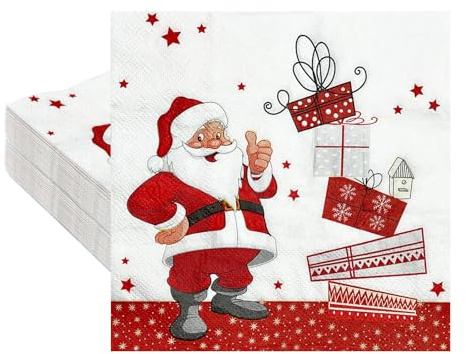 20PCS Christmas Napkins,Christmas Party Paper Napkins,Disposable Paper Serviettes for Xmas,Santa Claus Xmas Tissue Dinner Napkin for Xmas Party Supplies Table Decorations