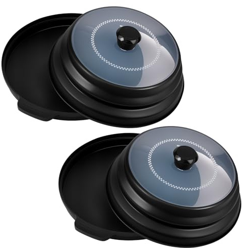 2Pcs Microwave Cover for Food with Base Collapsible Microwave Cover with Grip Handle Multifunctional Heat Resistance Microwaves Plate Covers Fit Plates Not More Than 10.3 Inches Diameter