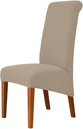 EBETA Lote de 4 fundas de silla elásticas grandes, fundas XL para sillas de comedor, fundas de silla stretch para sillas grandes de comedor, lavables (color arena, lote de 4)