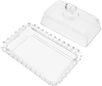 TOGEVAL Mantequera de Vidrio con Tapa Antideslizante para Mantequilla Diseño para Uso Diario Encimeras Domésticas