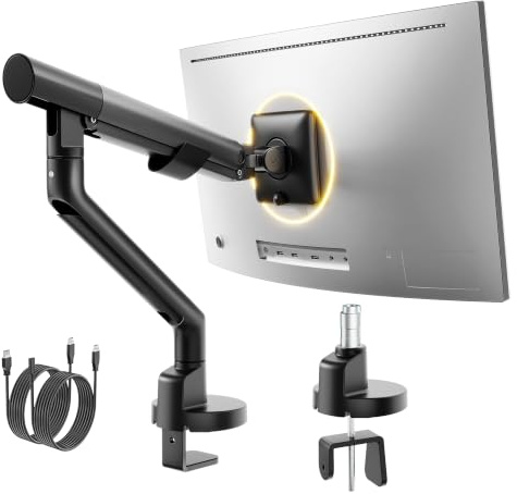 monTEK Monitor Arm for 17-40 Inches Screens with USB up to 11KG Each Arm | Fully Adjustable Desk Mount with Clamp & Grommet Base, VESA 75 x 75 mm/100 x 100 mm , Tilt Swivel Rotation, Black