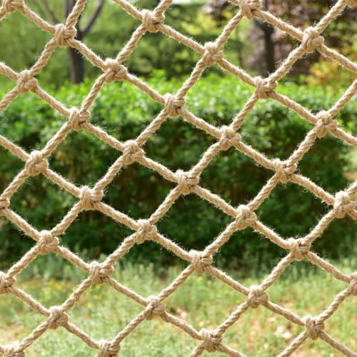 Filet de jute naturel et corde de chanvre, 8 mm d'épaisseur, filet de protection contre les chutes pour enfants et animaux domestiques, protection de balcon et d'escalier, taille : x 7 m