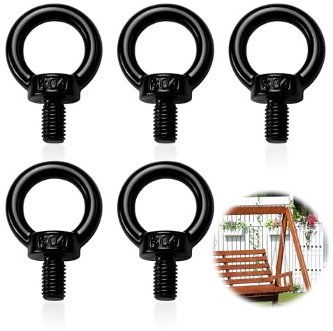 5 viti ad anello M6, viti con occhiello con filettatura in acciaio inox 304, in ossido nero, vite ad anello in acciaio inox per tecnica di fissaggio e vari dispositivi di sollevamento tecnici