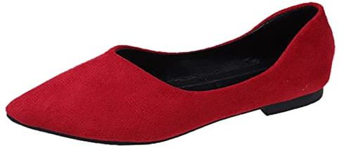 Eauptffy Comfortable Women's Elegant Lace Shoes Low Shoes Business Closed Ballet Flats Loafers Toe Mesh Costume Shoes Dirndl Festive Sling Pumps Wedge Pumps Medieval Slip-On, O Red, 5 UK
