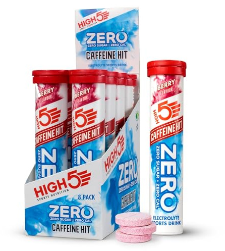 HIGH5 ZERO Caffeine Hit ElectrolyteTablet - Hydration Tablets Enhanced with Vitamin C - 0 Calories & Sugar Free - Boost Hydration, Performance & Wellness - Berry, 160 Tablets (20x, Pack of 8)