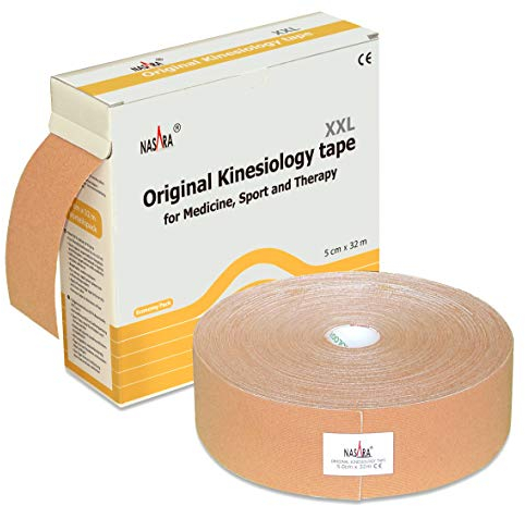 Nasara Original nastro kinesiologico XXL per sport e medicina, rotolo da 5cm x 32m, beige