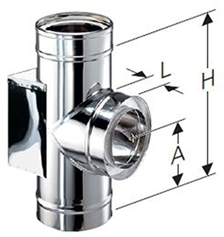Ø 150 mm Schiedel ICS Rauchrohranschluss 90° mit Putztüranschluss eckig
