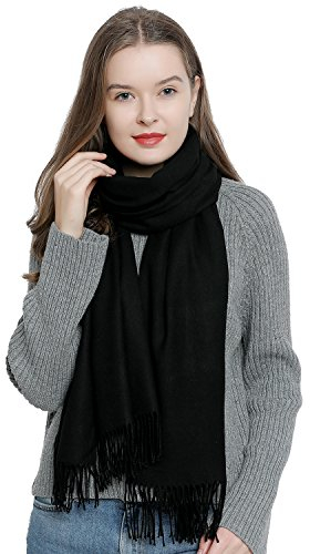DonDon Schal Damen Winter Wollschal Winterschal warm weich 185 x 65 cm schwarz
