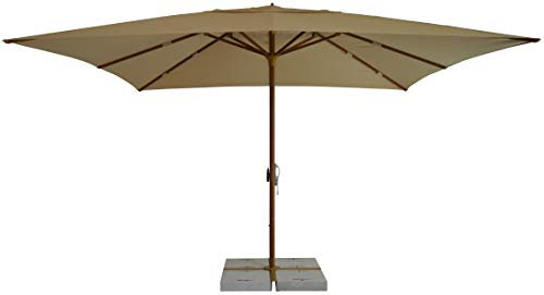 Brera Ombrello per Esterni mt 4x4 - mbrellone da Giardino Professionale in Alluminio, Parasole da Esterno, Ombrello da Stabilimento Spiaggia (Legno Noce - Ecrù)
