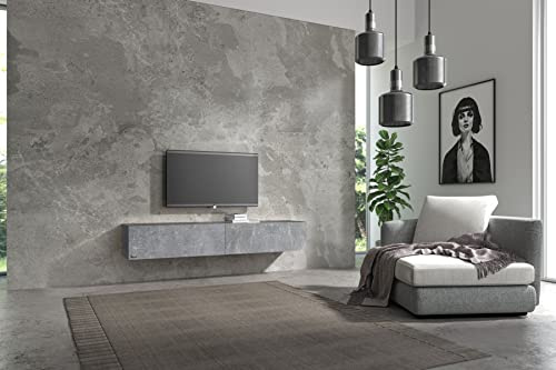 Wuun® TV Lowboard TV Board hängend I 100cm-280cm I Hängeschrank Wohnwand/Somero I Schwarz-Matt/Beton-Optik I 160cm