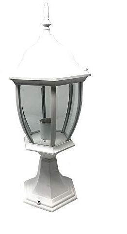 Vetrineinrete® Lampione da giardino da terra lanterna luce per esterno in alluminio e vetro con portalampada per vialetti E27 (Bianco) F33