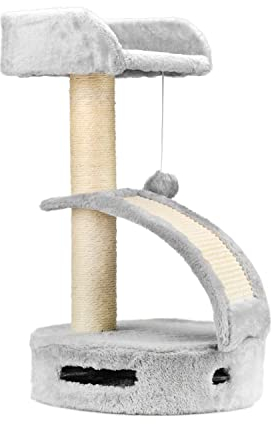 AQPET Rascador Panamá de 58 cm con caseta para Gatos, árbol Parque de Juegos para Gatos, Color Gris