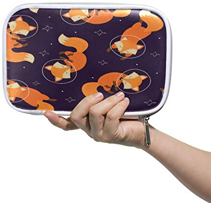 RXYY Federmäppchen Platz Fuchs Star, Halter Mäppchen Reißverschluss Schreibwaren Reise Beutel Bürste Kosmetik Stifttasche für Schule Mädchen Jungs