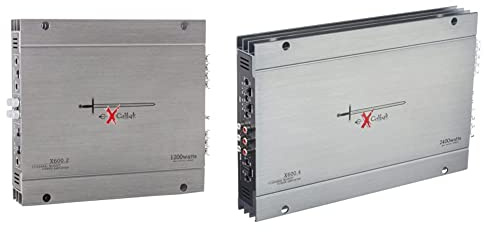Excalibur X600.4 – Amplificador Estéreo 4 Canales (2400 W, Crossover Variable, 2 Ohmios) + X600.2 – Amplificador Coche 2 Canales, Potencia 1200W, Crossover Variable, 2 Ohms