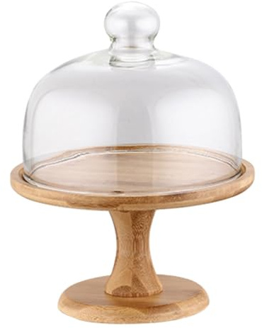 Hochzeitstortenständer Holz Teller mit Deckel Glas: Tortenplatte Kuchen Torten K?se Wurst Tablett Rund Transparent Lebensmittel Aufbewahrung für Kühlschrank Küche