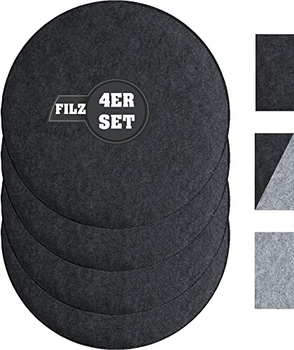 SILUK gemütliches Sitzkissen aus Filz Ø 36cm - Komfortable Waschbare - 4er Set Grau I Schwarz für Bank Stuhl
